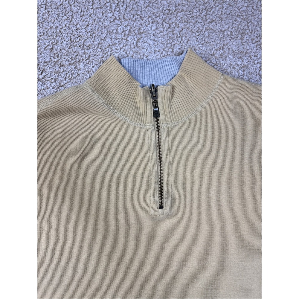 Tommy Bahama Sweater Mens XL Beige Gray Reversible Quarter Zip Pullover - Picture 6 of 14